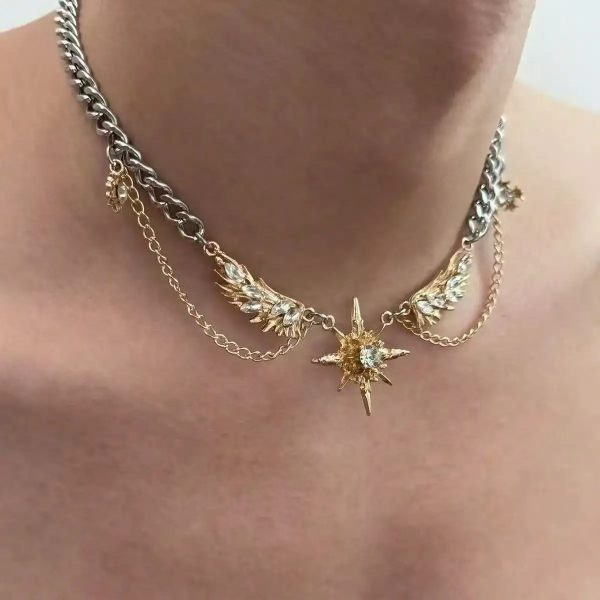 Gotycki Punk Złoty Naszyjnik C – Men Accessories Neck Chain recenzja i cena